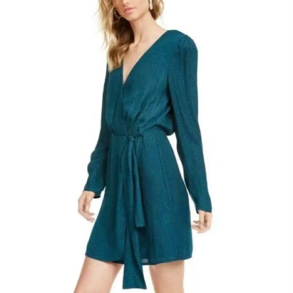 Leyden New With Tags Women’s Green Dotted Mini Wrap Dress Size XL - Picture 2 of 15